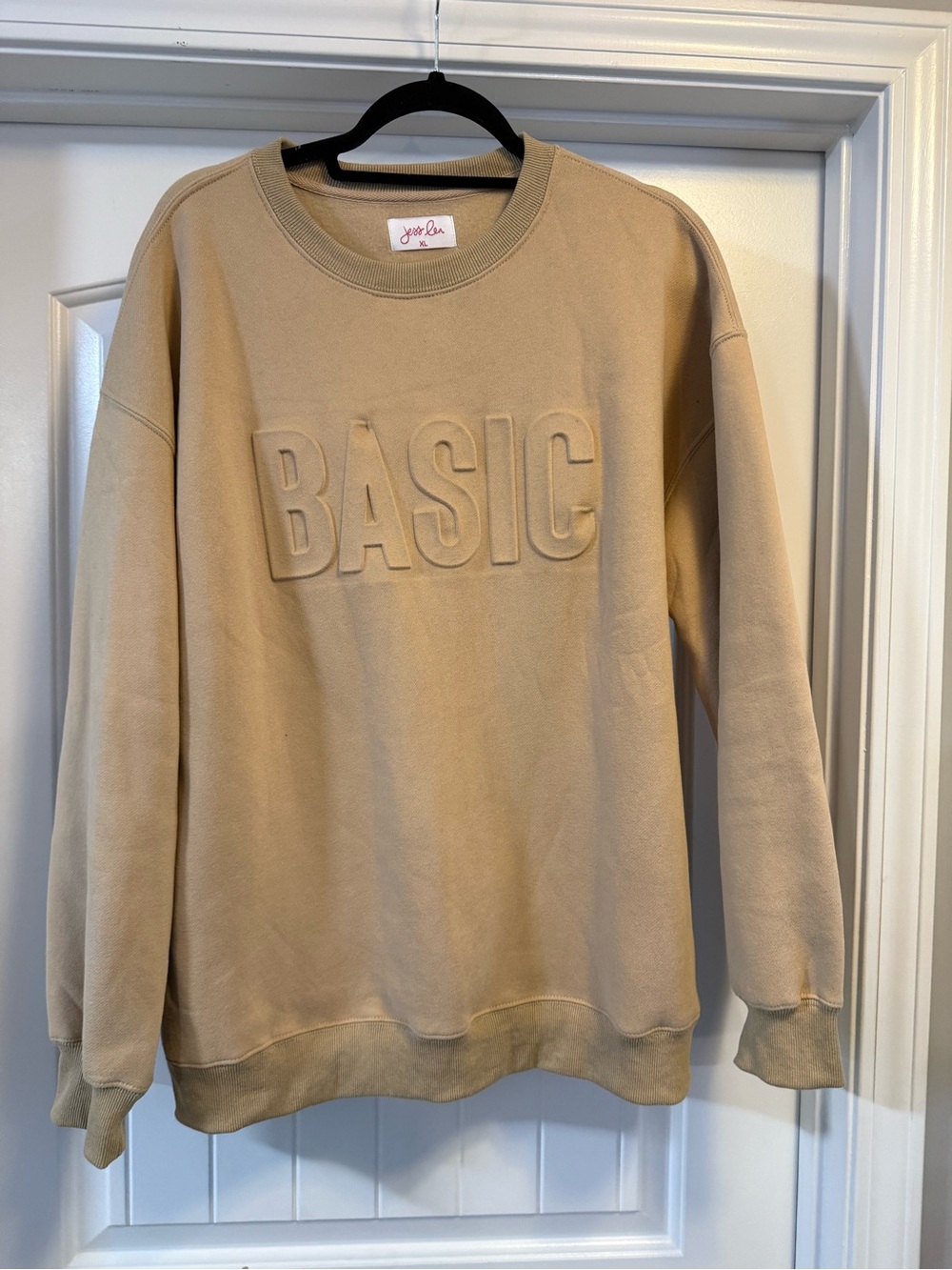 Jess Lea Women's Beige 'BASIC' Crewneck Sweatshirt